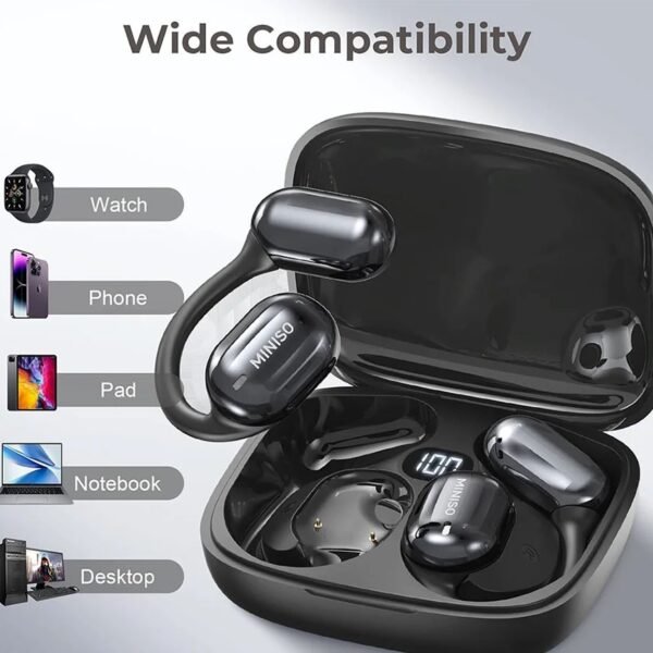 Second image of USA Quality New MINISO X23 Open Ear Headphones, Wireless Earbuds, Bluetooth 5.4 Air Conduction Sport Earphones with Earhooks, IPX5 Waterproof Sweat Resistant Earphones for Sport, Running