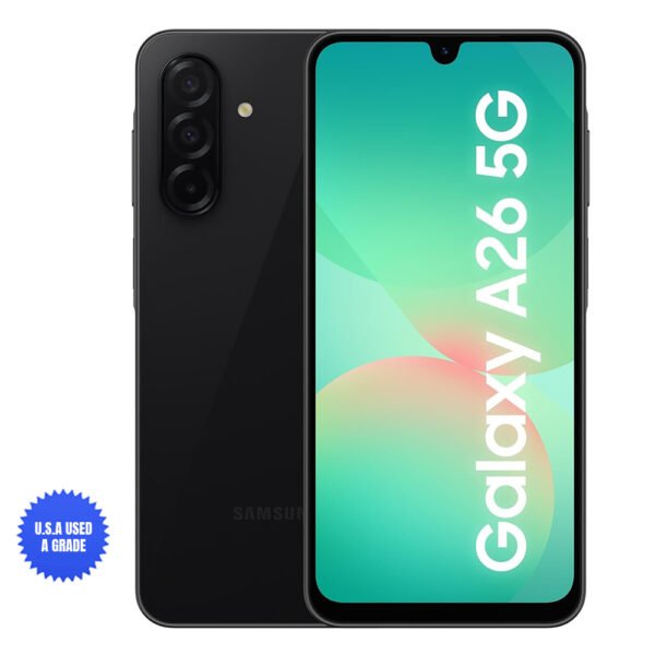 USA Quality Used SAMSUNG Galaxy A26 5G Ai (for Tmobile Mint Tello & Global) (256GB + 8GB) Version Latina NFC Unlocked SM-A266M/DS 6.6" 120Hz 50MP Triple (Black SM-A266MZKHTPA)