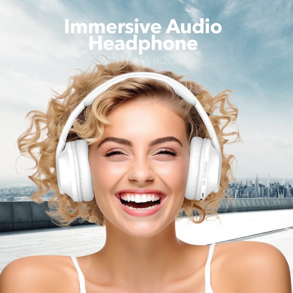 Second image of USA Quality New Bluetooth RCA Immersive Audio Headphones With Bass Boost Model Wave55 White Soft