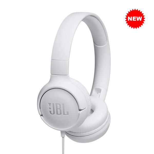 USA Quality New JBL Tune 500 - Wired on-ear headphones, JBL Pure Bass Sound, 1-button remote/mic, Tangle-free flat cable, Lightweight and foldable design