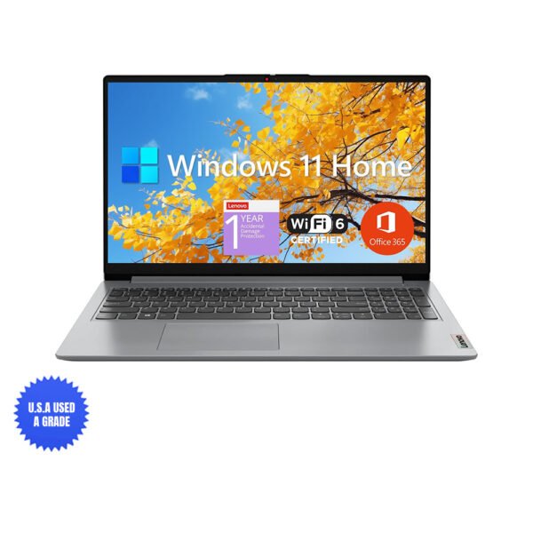 USA Quality Used Lenovo, 15.6" FHD Display, Intel Dual Core Processor, 12GB RAM, 512GB SSD, Wi-Fi 6, Webcam, Bluetooth, SD Card Reader, Windows 11 Home, Grey