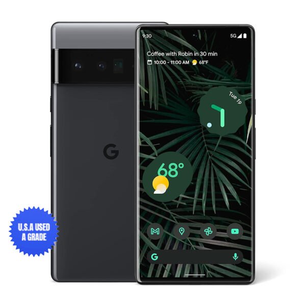 USA Quality Used Google Pixel 6 Pro 5G, US Version, 128GB, Stormy Black – Unlocked